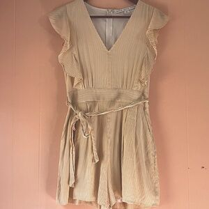 HYFVE Striped Romper with Ruffle Sleeves